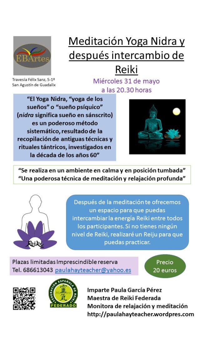 Meditación Yoga Nidra con intercambio de Reiki Escuela de Bellas Artes San Agustin